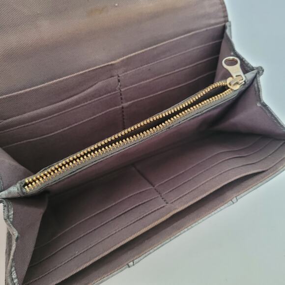 See By Chloe Geniue Pebble Leather Long Wallet Metalic Silver Envelope Designer - Picture 4 of 10